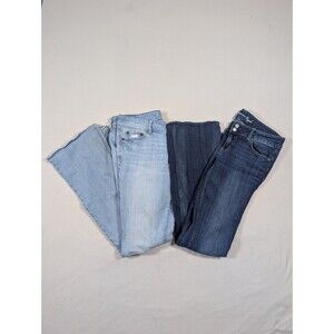 Lot of 2 American Eagle Jeans Womens 10 Long Blue Artist Flare Stretch Mid Rise